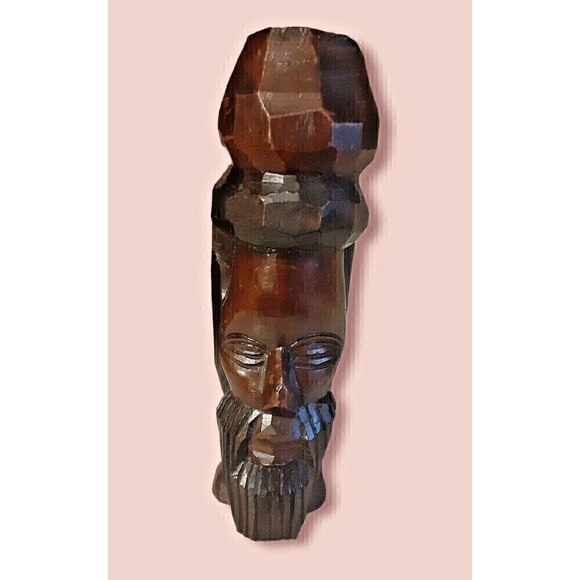 AFRICAN ART Rastafarian Jamaican Hand Carved wooden Man sculpture 8 inch tall - Picture 1 of 11